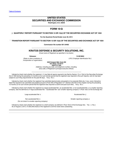 Thumbnail Kratos Defense & Security Solutions 10-Q Quarterly Report FY2013 