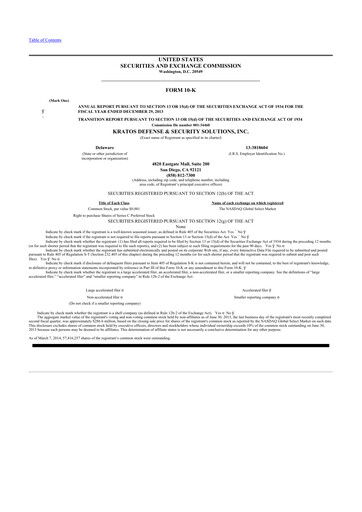 Thumbnail Kratos Defense & Security Solutions 10-K Annual Report 2013