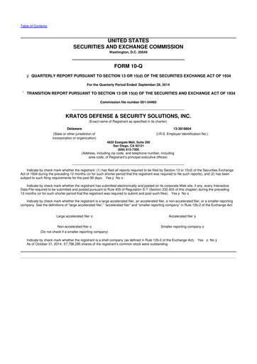 Thumbnail Kratos Defense & Security Solutions 10-Q Quarterly Report FY2014 