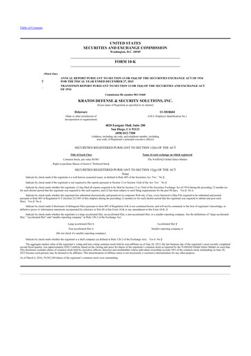 Thumbnail Kratos Defense & Security Solutions 10-K Annual Report 2015