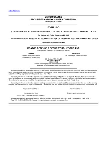 Thumbnail Kratos Defense & Security Solutions 10-Q Quarterly Report FY2016 