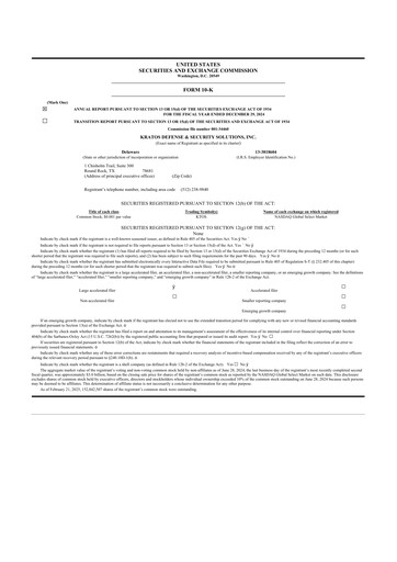 Thumbnail Kratos Defense & Security Solutions 10-K Annual Report 2024