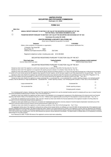 Thumbnail Kratos Defense & Security Solutions 10-K Annual Report 2025