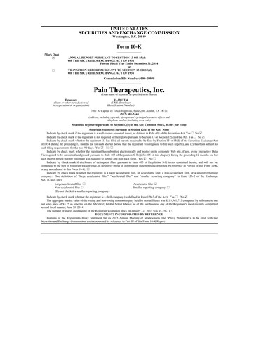 Thumbnail Cassava Sciences
 10-K Annual Report 2014