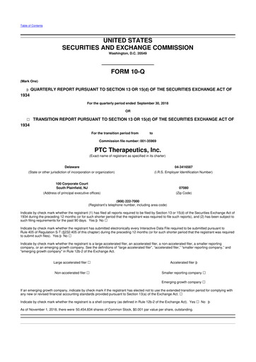 Thumbnail PTC Therapeutics
 10-Q Quarterly Report FY2018 