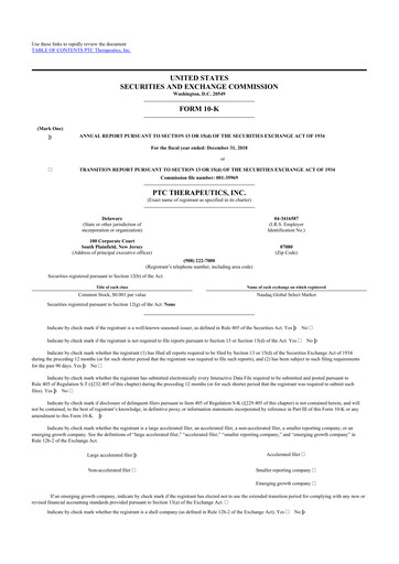 Thumbnail PTC Therapeutics
 10-K Annual Report 2018