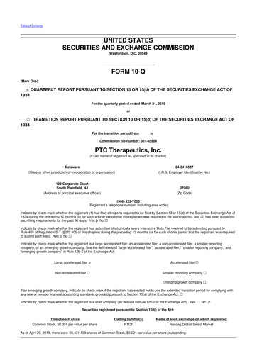 Thumbnail PTC Therapeutics
 10-Q Quarterly Report FY2019 