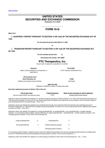 Thumbnail PTC Therapeutics
 10-Q Quarterly Report FY2020 