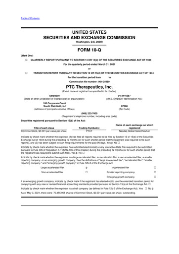 Thumbnail PTC Therapeutics
 10-Q Quarterly Report FY2021 