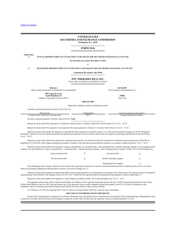 Thumbnail PTC Therapeutics
 10-K Annual Report 2021
