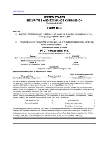 Thumbnail PTC Therapeutics
 10-Q Quarterly Report FY 