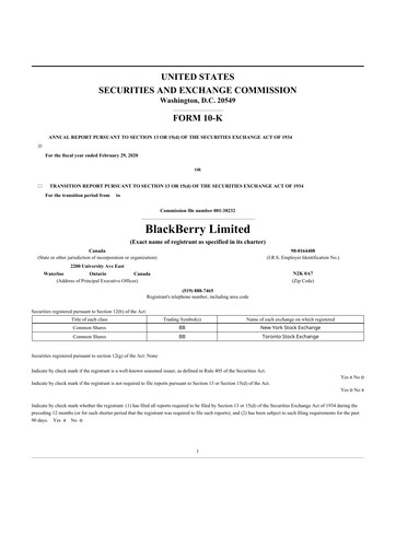 Thumbnail BlackBerry 10-K Annual Report 2020