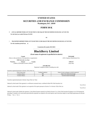 Thumbnail BlackBerry 10-K Annual Report 2021