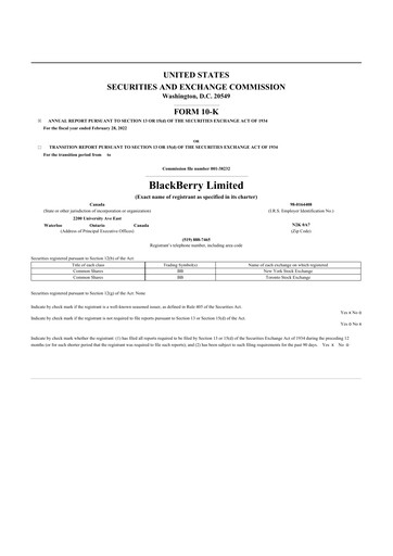 Thumbnail BlackBerry 10-K Annual Report 2022