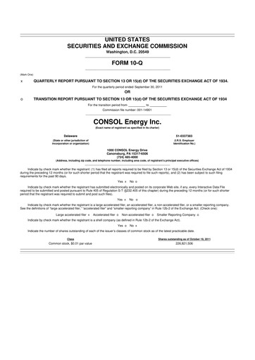 Thumbnail CNX Resources
 10-Q Quarterly Report FY2011 