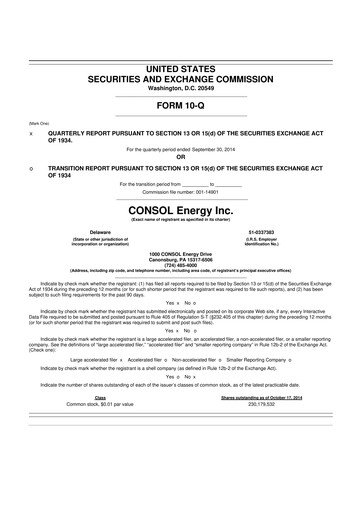 Thumbnail CNX Resources
 10-Q Quarterly Report FY2014 