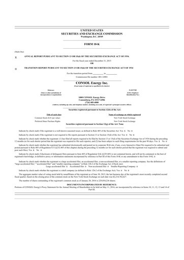 Thumbnail CNX Resources
 10-K Annual Report 2015