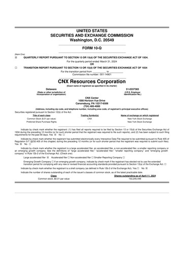 Thumbnail CNX Resources
 10-Q Quarterly Report FY2024 