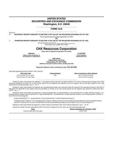 Thumbnail CNX Resources
 10-Q Quarterly Report FY2024 