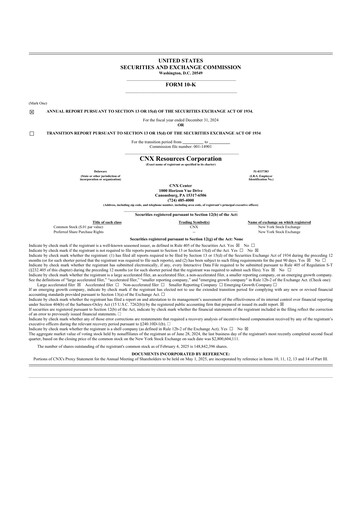 Thumbnail CNX Resources
 10-K Annual Report 2024