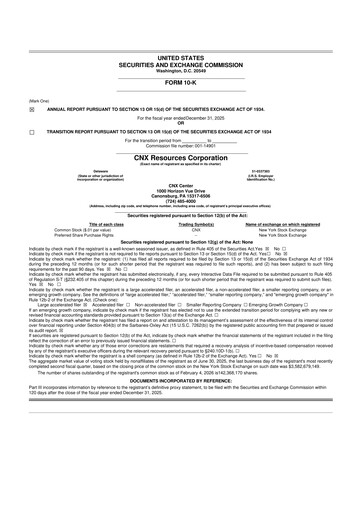 Thumbnail CNX Resources
 10-K Annual Report 2025