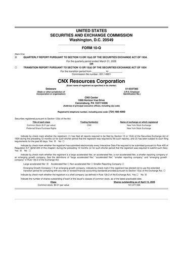 Thumbnail CNX Resources
 10-Q Quarterly Report FY2026 