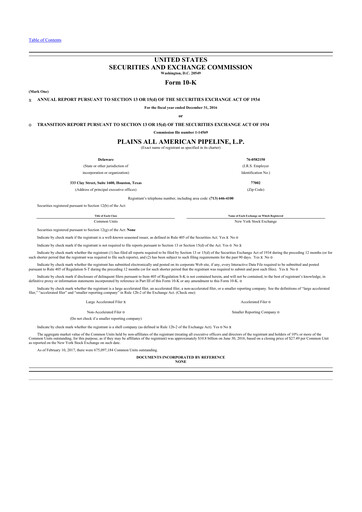 Miniature Plains All American Pipeline 10-K Rapport annuel 2016