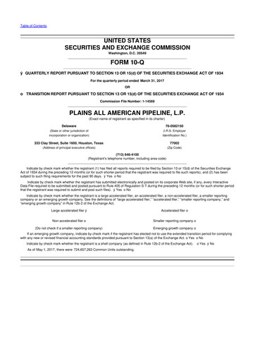 Thumbnail Plains All American Pipeline 10-Q Quarterly Report FY2017 