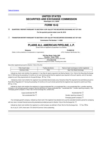 Thumbnail Plains All American Pipeline 10-Q Quarterly Report FY2019 