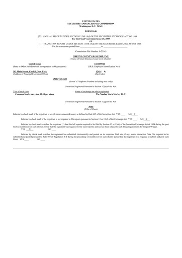 Thumbnail Greene County Bancorp 10-K Annual Report 