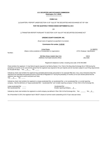 Thumbnail Greene County Bancorp 10-Q Quarterly Report FY2013 