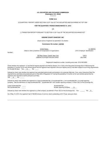 Thumbnail Greene County Bancorp 10-Q Quarterly Report FY2013 