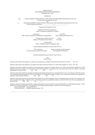 Thumbnail Greene County Bancorp 10-K Annual Report 2013