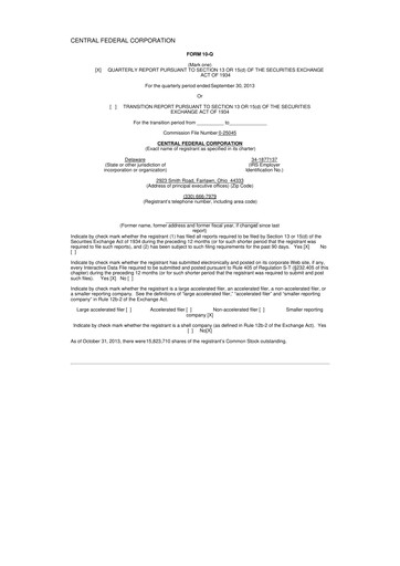 Thumbnail CF Bankshares 10-Q Quarterly Report FY2013 
