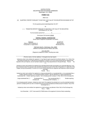 Thumbnail CF Bankshares 10-Q Quarterly Report FY2017 