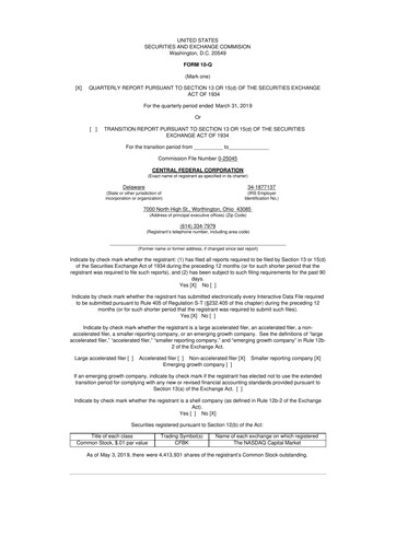 Thumbnail CF Bankshares 10-Q Quarterly Report FY2019 