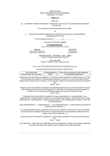 Thumbnail CF Bankshares 10-Q Quarterly Report FY2020 