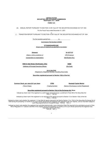 Thumbnail CF Bankshares 10-K Annual Report 2021