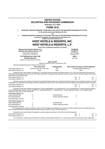 Thumbnail Host Hotels & Resorts
 10-Q Quarterly Report FY2023 