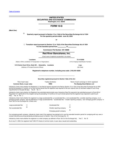 Thumbnail Red River Bancshares 10-Q Quarterly Report FY2020 