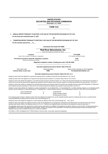 Thumbnail Red River Bancshares 10-K Annual Report 2021