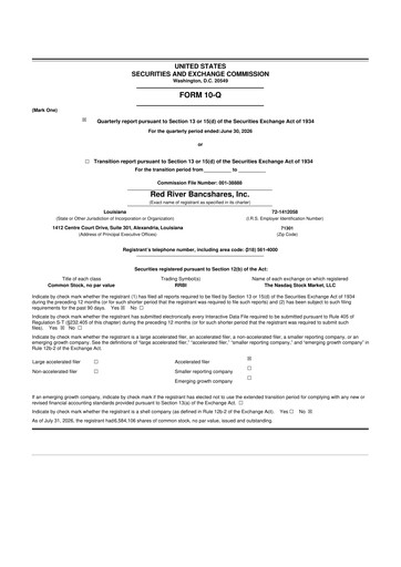 Miniature Red River Bancshares 10-Q Rapport trimestriel 2026 