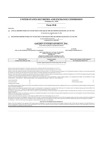 Thumbnail Golden Entertainment
 10-K Annual Report 2024