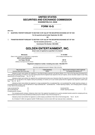 Thumbnail Golden Entertainment
 10-Q Quarterly Report FY2025 