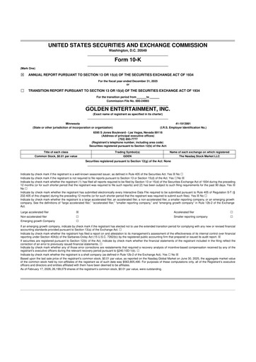 Thumbnail Golden Entertainment
 10-K Annual Report 2025