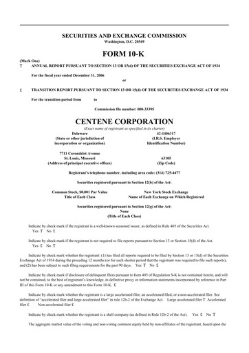 Thumbnail Centene 10-K Annual Report 