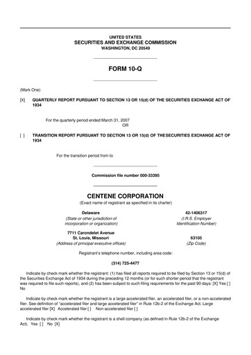 Miniature Centene 10-Q Rapport trimestriel  