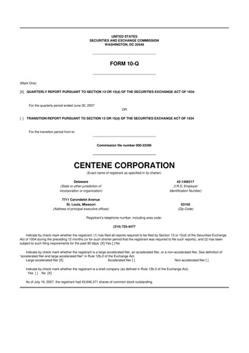 Miniature Centene 10-Q Rapport trimestriel  