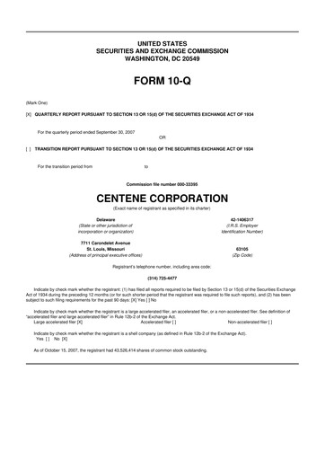 Miniature Centene 10-Q Rapport trimestriel  