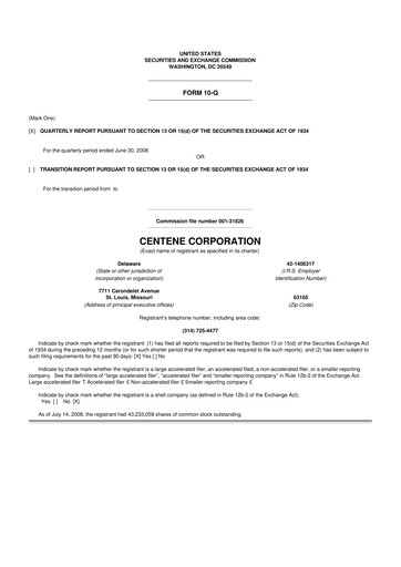 Miniature Centene 10-Q Rapport trimestriel  